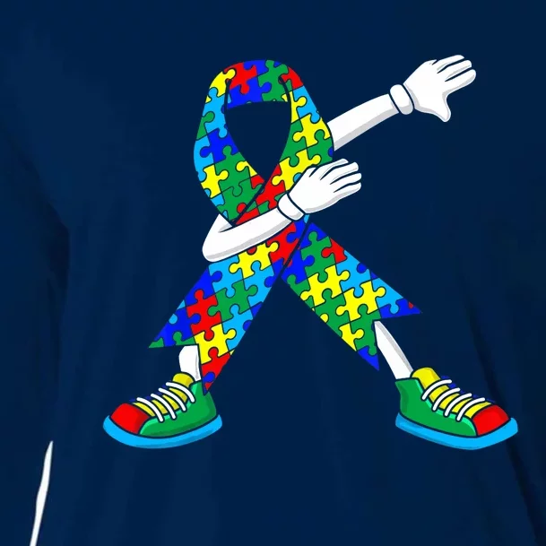 Autism Awareness Dabbing Puzzle Piece Love Dab Dance Cooling Performance Long Sleeve Crew