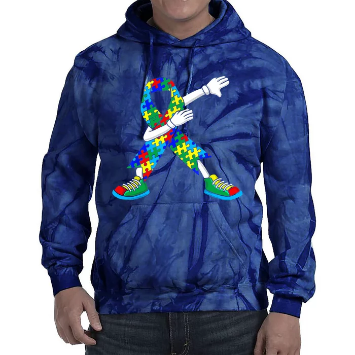 Autism Awareness Dabbing Puzzle Piece Love Dab Dance Tie Dye Hoodie