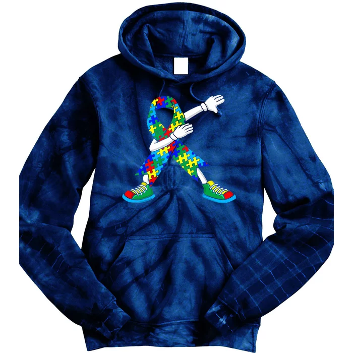 Autism Awareness Dabbing Puzzle Piece Love Dab Dance Tie Dye Hoodie