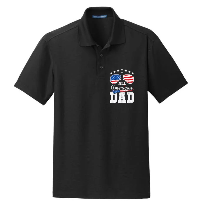 All American Dad 4th of July Matching Family Dry Zone Grid Performance Polo