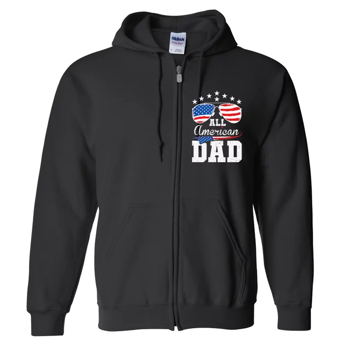 All American Dad 4th of July Matching Family Full Zip Hoodie