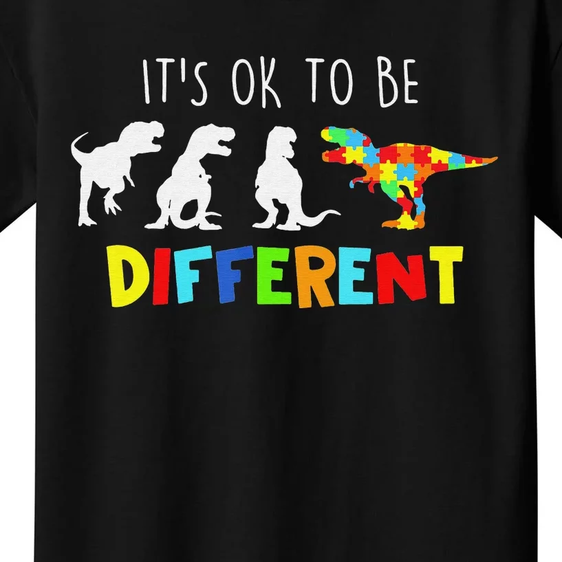 Autism Awareness Dinosaur Kid Boys Its Ok To Be Different Kids T-Shirt