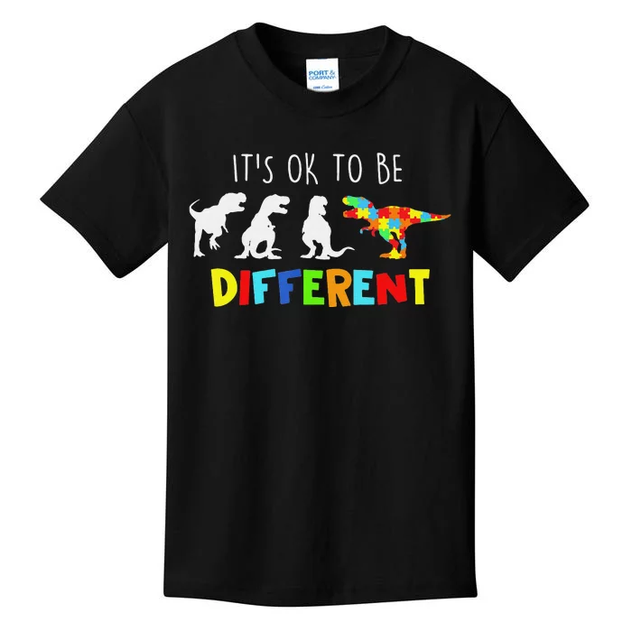 Autism Awareness Dinosaur Kid Boys Its Ok To Be Different Kids T-Shirt