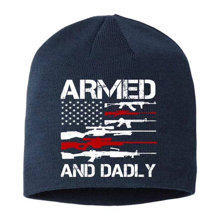 Armed And Dadly Usa Patriotic Fathers Day 8 1/2in Sustainable Knit Beanie