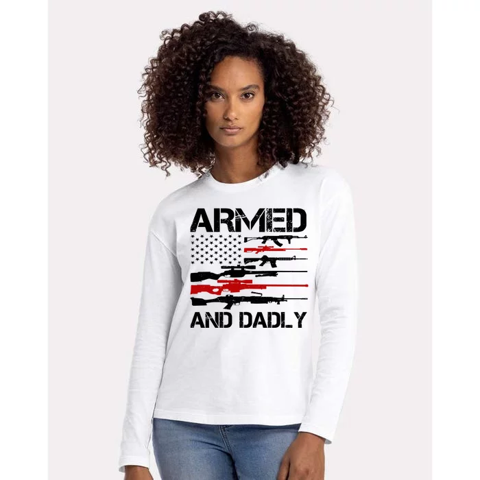 Armed And Dadly Usa Patriotic Fathers Day Womens Cotton Relaxed Long Sleeve T-Shirt