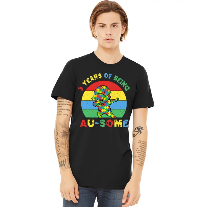 Autism Awareness Dabbing Awesome 3 Year Old 3rd Birthday Premium T-Shirt