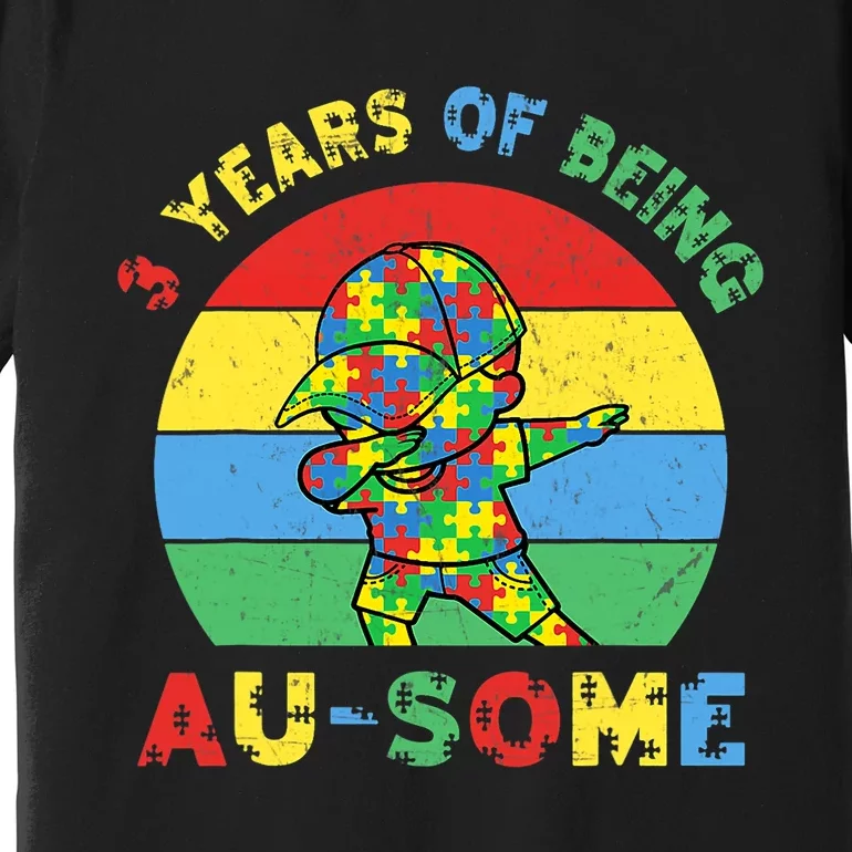 Autism Awareness Dabbing Awesome 3 Year Old 3rd Birthday Premium T-Shirt