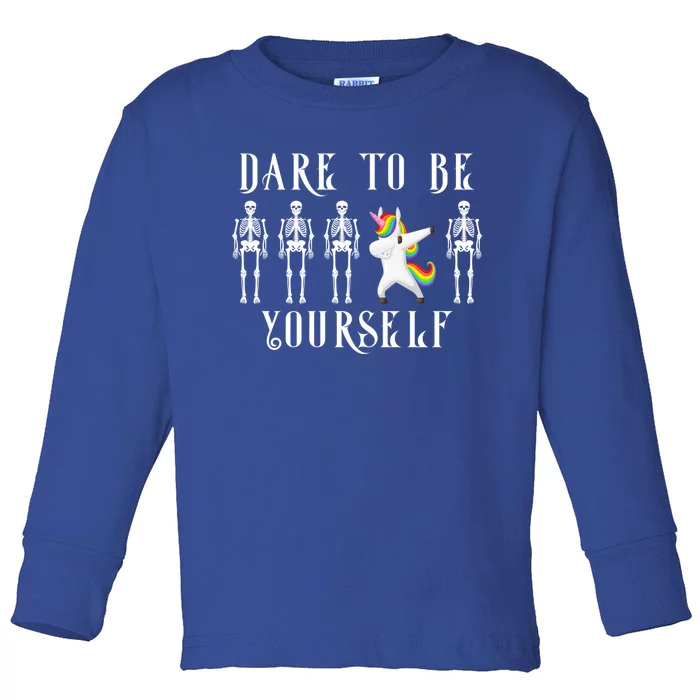 Autism Awareness Dare To Be Yourself Unicorn Dabbing Autism Meaningful Gift Toddler Long Sleeve Shirt