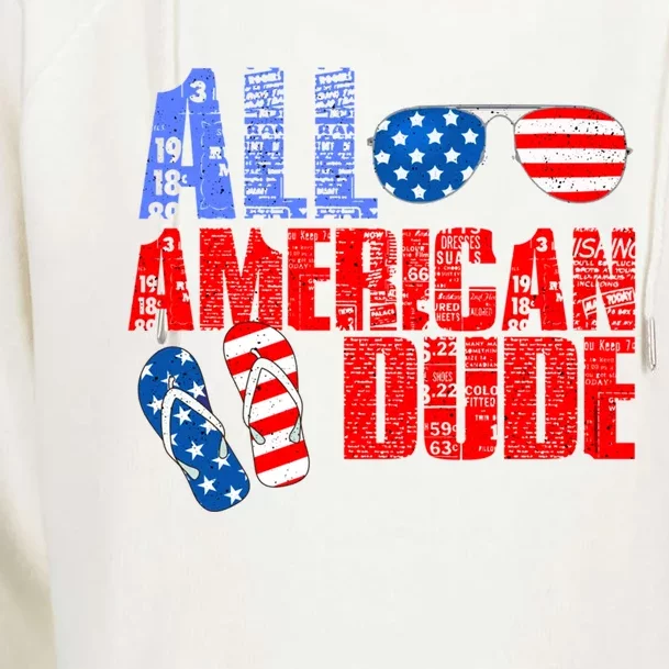 All American Dude Patriotic Usa Flag Grunge Style Gift Womens Funnel Neck Pullover Hood