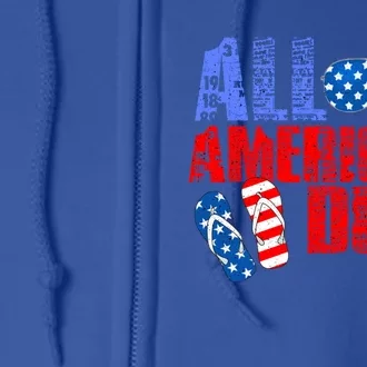 All American Dude Patriotic Usa Flag Grunge Style Gift Full Zip Hoodie