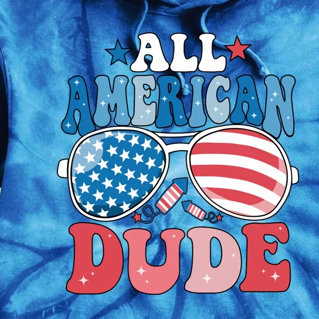 All American Dude Sunglasses 4th Of July Family Matching Cute Gift Tie Dye Hoodie