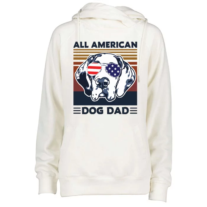 All American Dog Dad Womens Funnel Neck Pullover Hood