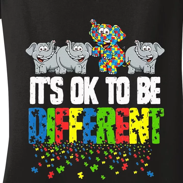 Autism Awareness Day Gift It's Ok To Be Different Women's V-Neck T-Shirt