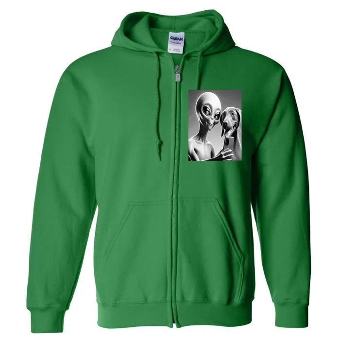 Alien And Dog Selfie Together Full Zip Hoodie