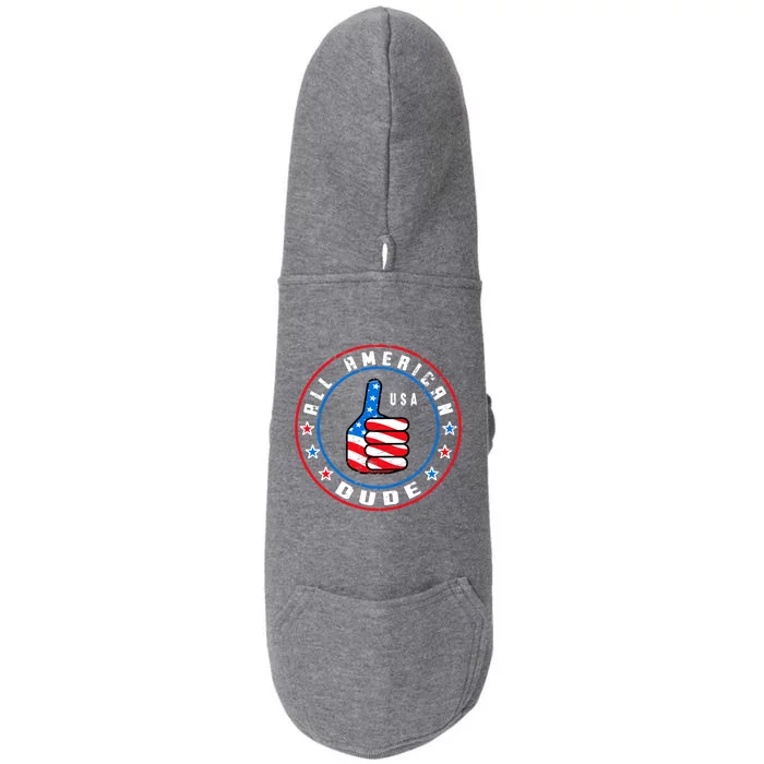 All American Dude Usa American Flag Thumbs Up Hand Gift Doggie 3-End Fleece Hoodie