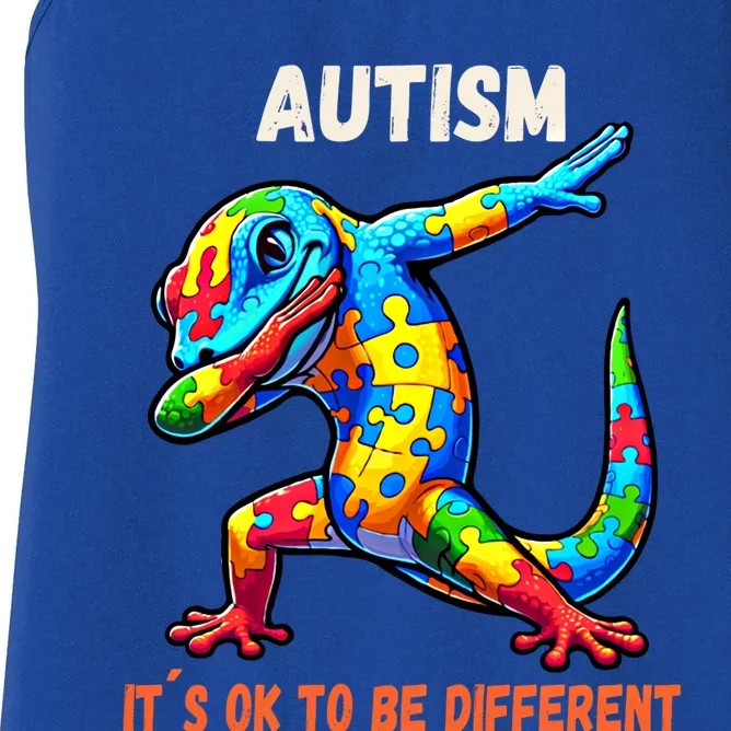 Autism Awareness Dabbing Gecko Cool Gift Women's Racerback Tank