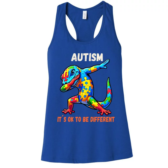 Autism Awareness Dabbing Gecko Cool Gift Women's Racerback Tank