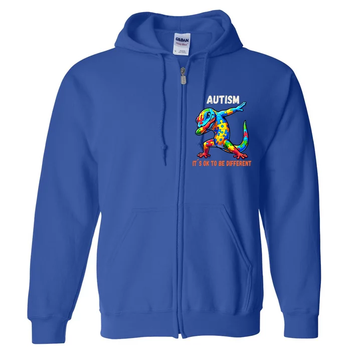 Autism Awareness Dabbing Gecko Cool Gift Full Zip Hoodie