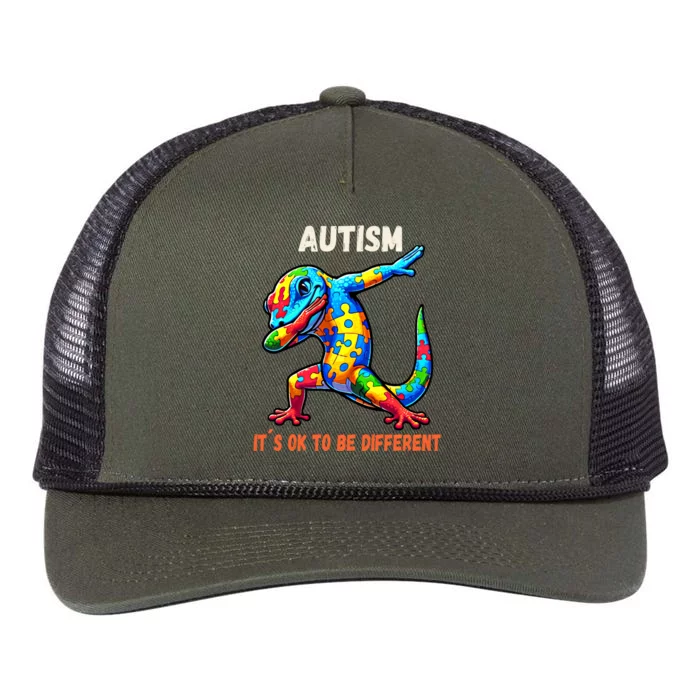 Autism Awareness Dabbing Gecko Cool Gift Retro Rope Trucker Hat Cap