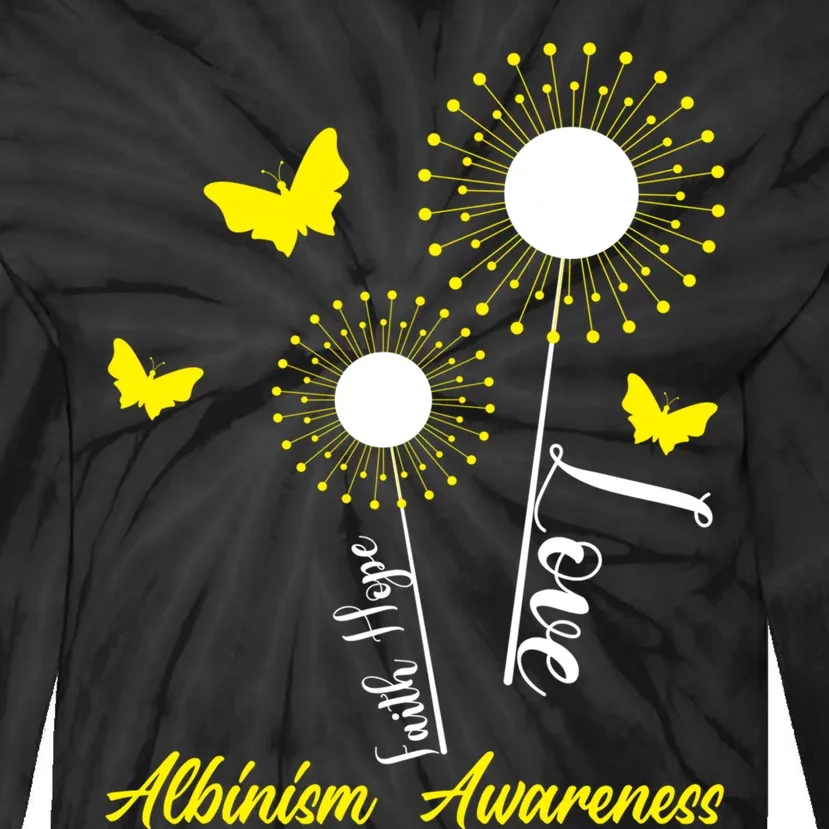 Albinism Awareness Dandelion Faith Hope Love Butterfly Tie-Dye Long Sleeve Shirt