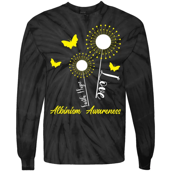 Albinism Awareness Dandelion Faith Hope Love Butterfly Tie-Dye Long Sleeve Shirt