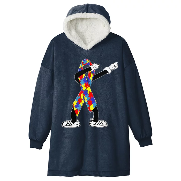 Autism Awareness Dabbing Puzzle Piece Love Dab Dance Hooded Wearable Blanket