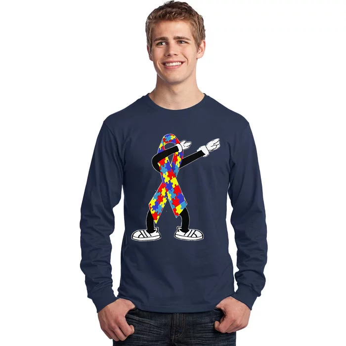 Autism Awareness Dabbing Puzzle Piece Love Dab Dance Tall Long Sleeve T-Shirt