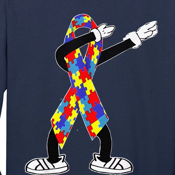 Autism Awareness Dabbing Puzzle Piece Love Dab Dance Tall Long Sleeve T-Shirt