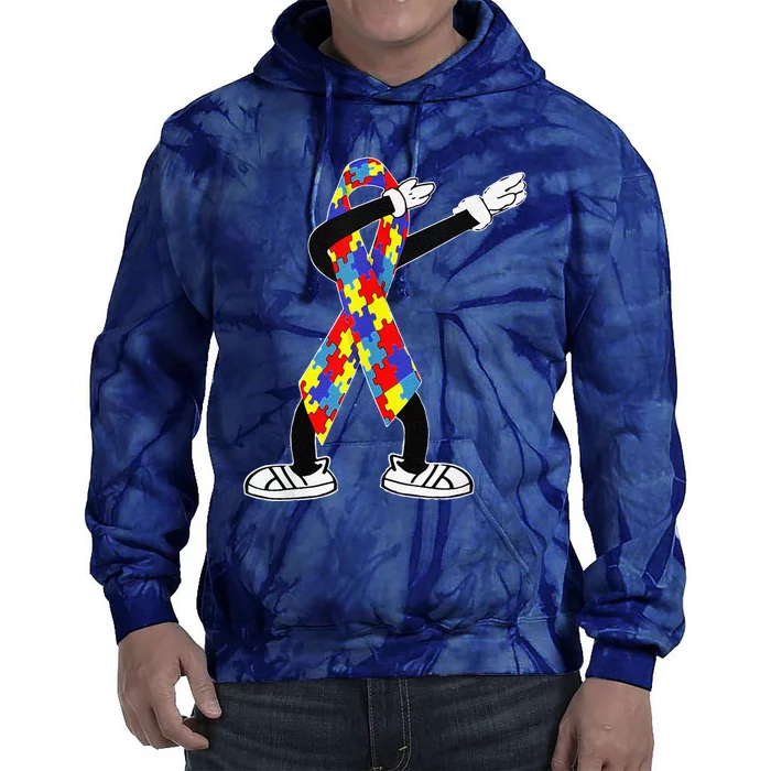 Autism Awareness Dabbing Puzzle Piece Love Dab Dance Tie Dye Hoodie