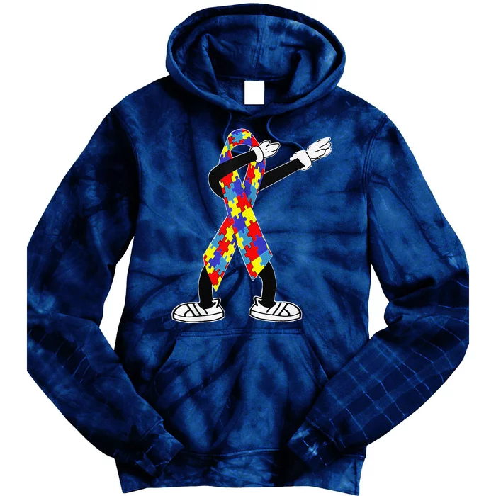 Autism Awareness Dabbing Puzzle Piece Love Dab Dance Tie Dye Hoodie