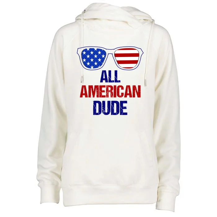 All American Dude Usa Flag America Fourth Of July Gift Womens Funnel Neck Pullover Hood