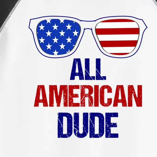 All American Dude Usa Flag America Fourth Of July Gift Toddler Fine Jersey T-Shirt