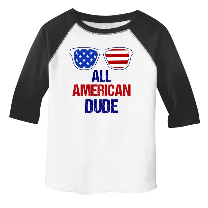 All American Dude Usa Flag America Fourth Of July Gift Toddler Fine Jersey T-Shirt