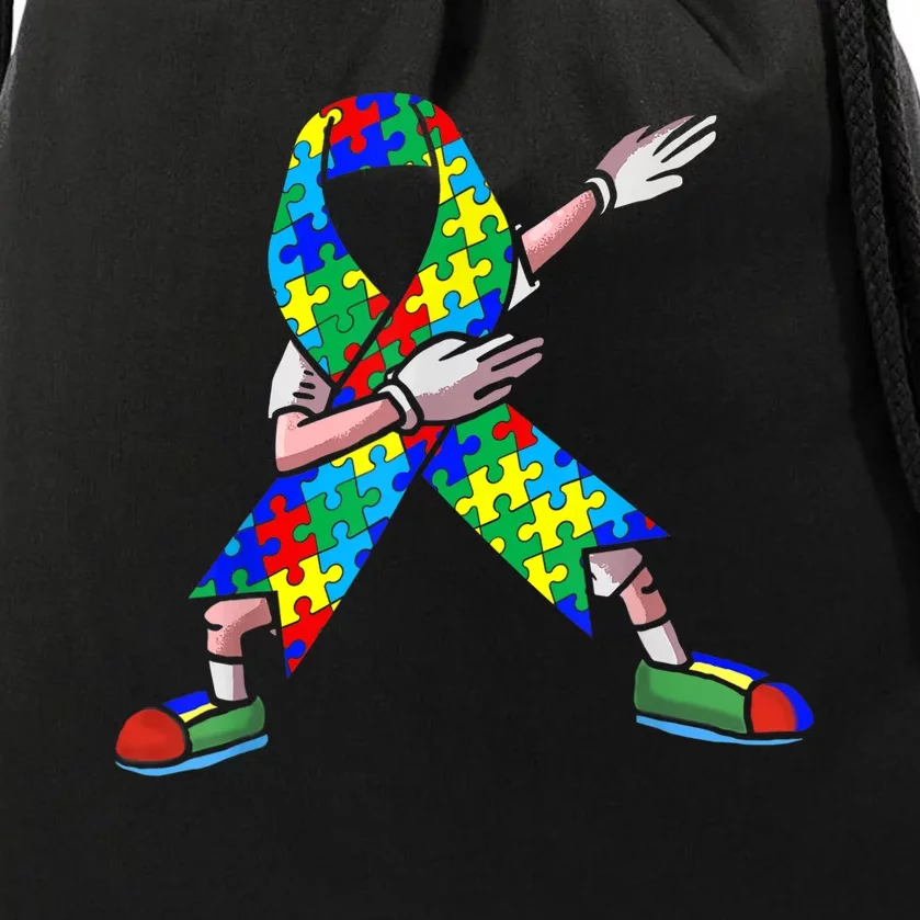 Autism Awareness Dabbing Puzzle Piece Love Dab Dance Drawstring Bag