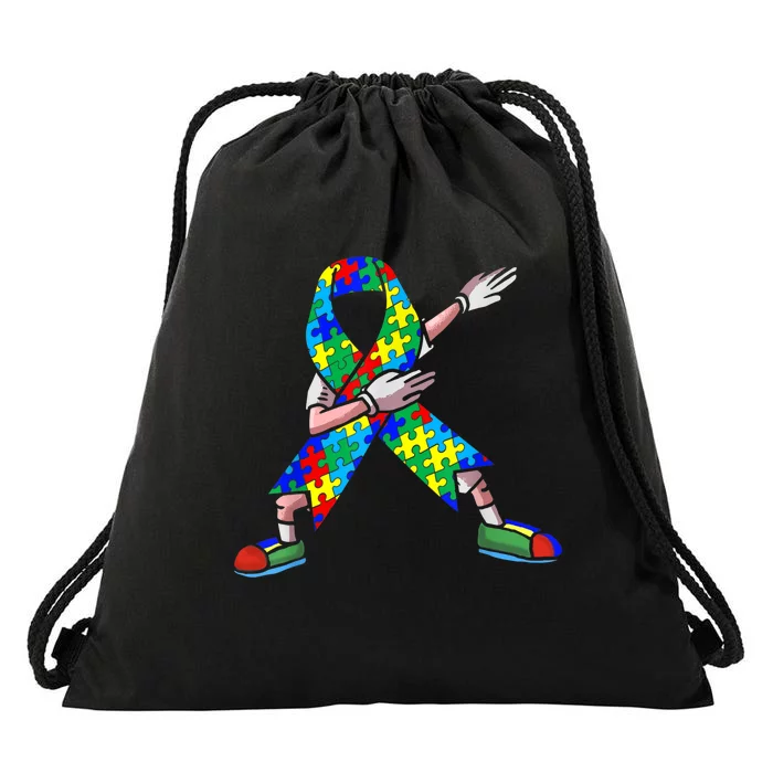 Autism Awareness Dabbing Puzzle Piece Love Dab Dance Drawstring Bag