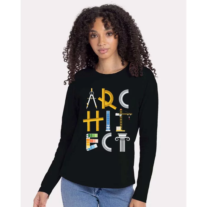 Architect Artwork Drawing Design Architecture Construction Womens Cotton Relaxed Long Sleeve T-Shirt