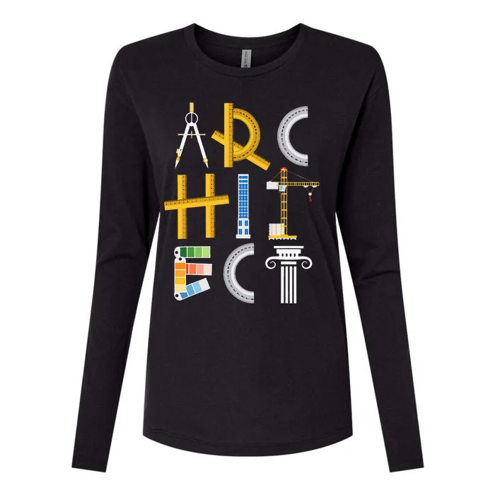 Architect Artwork Drawing Design Architecture Construction Womens Cotton Relaxed Long Sleeve T-Shirt