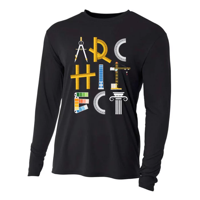 Architect Artwork Drawing Design Architecture Construction Cooling Performance Long Sleeve Crew