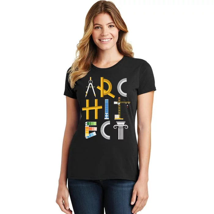 Architect Artwork Drawing Design Architecture Construction Women's T-Shirt