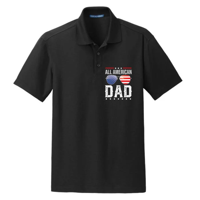 All American Dad Matching Family Fourth 4th of July American Dry Zone Grid Performance Polo