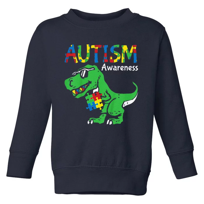 Autism Awareness Dino Autistic Cute Dinosaur Toddler Sweatshirt