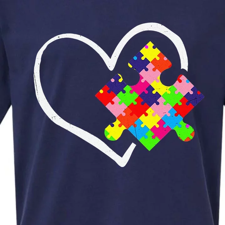 Autism Awareness Day Puzzle Love Autistic Mom And Dad Sueded Cloud Jersey T-Shirt