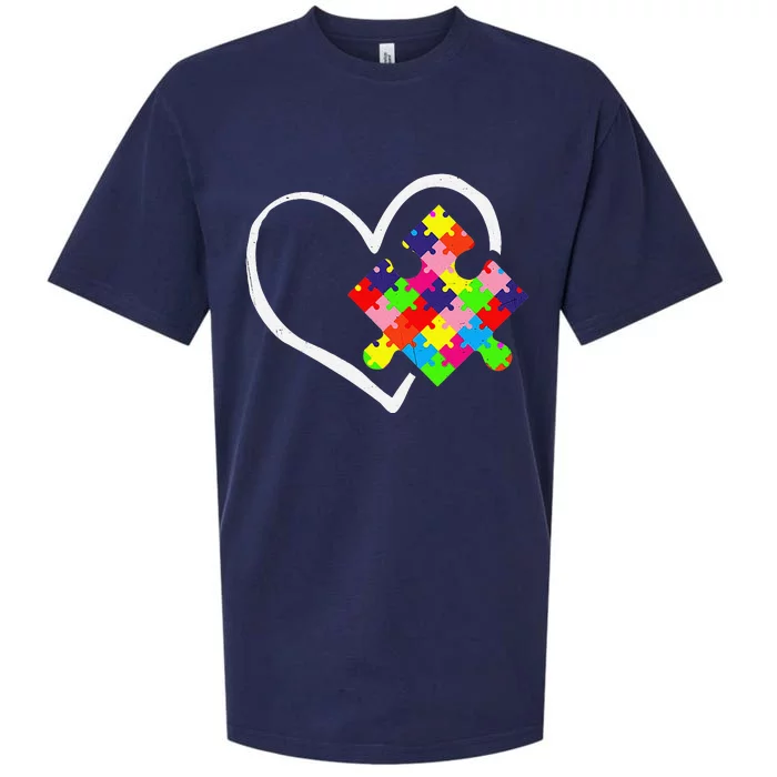 Autism Awareness Day Puzzle Love Autistic Mom And Dad Sueded Cloud Jersey T-Shirt