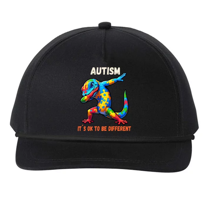 Autism Awareness Dabbing Gecko Funny Gift Snapback Five-Panel Rope Hat