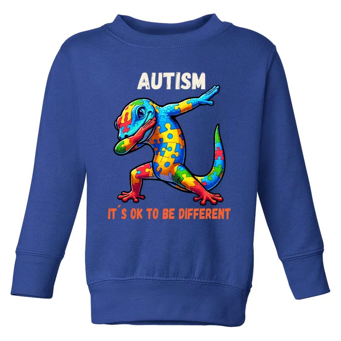 Autism Awareness Dabbing Gecko Funny Gift Toddler Sweatshirt