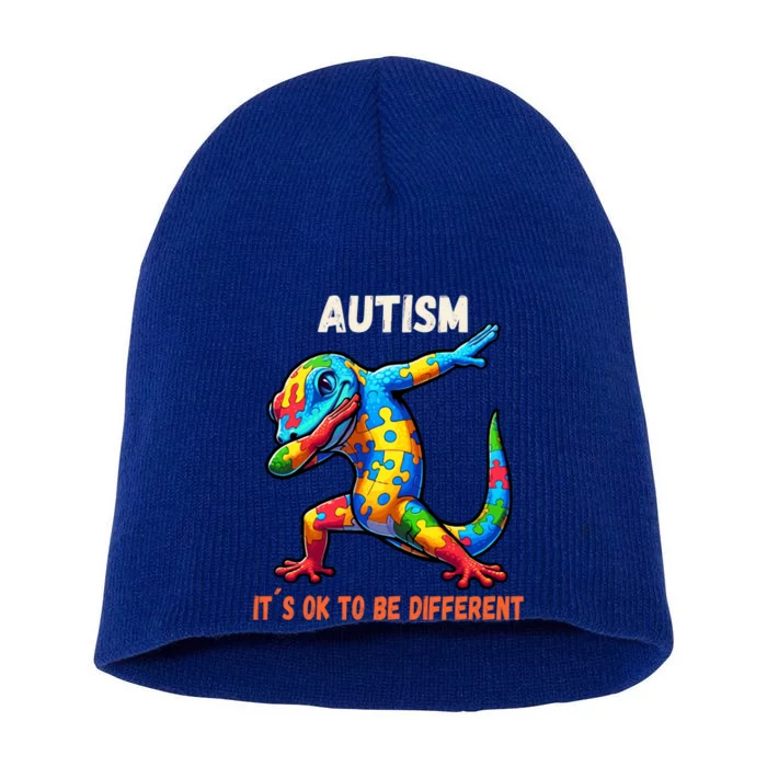 Autism Awareness Dabbing Gecko Funny Gift Short Acrylic Beanie