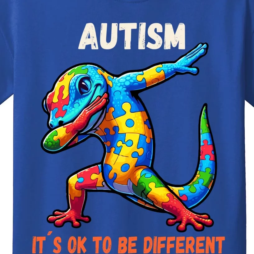 Autism Awareness Dabbing Gecko Funny Gift Kids T-Shirt