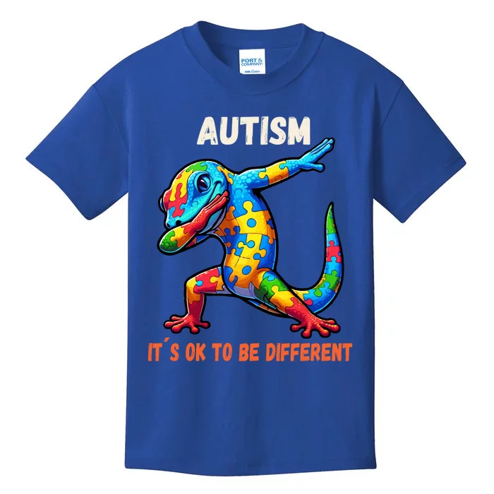 Autism Awareness Dabbing Gecko Funny Gift Kids T-Shirt