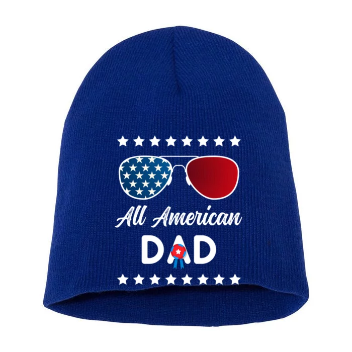 All American Dad 4th Of July Gift Short Acrylic Beanie