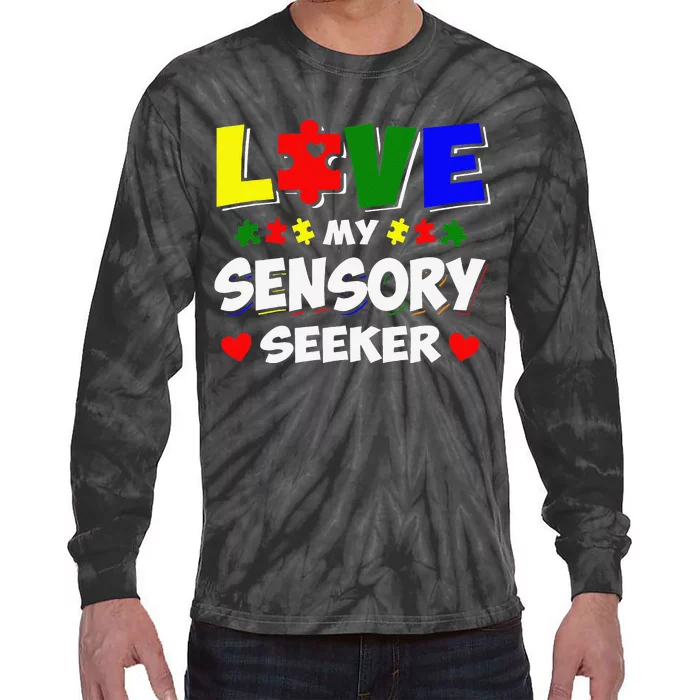 Autism Awareness Day Puzzle Sensory Seeker Gift Tie-Dye Long Sleeve Shirt